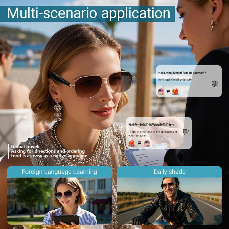2025 Smart Glasses, Gradient Sunglasses for Men＆Women, Wireless Bluetooth Eyewear, HD Calls/Uv Protection/Wake-Up Voice/Listening to Music, Mother's Day and Father's Day